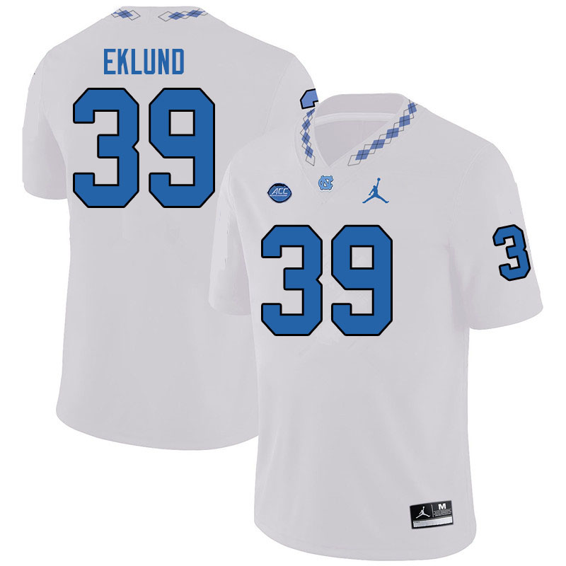 Jordan Brand Men #39 Graham Eklund North Carolina Tar Heels College Football Jerseys Sale-White